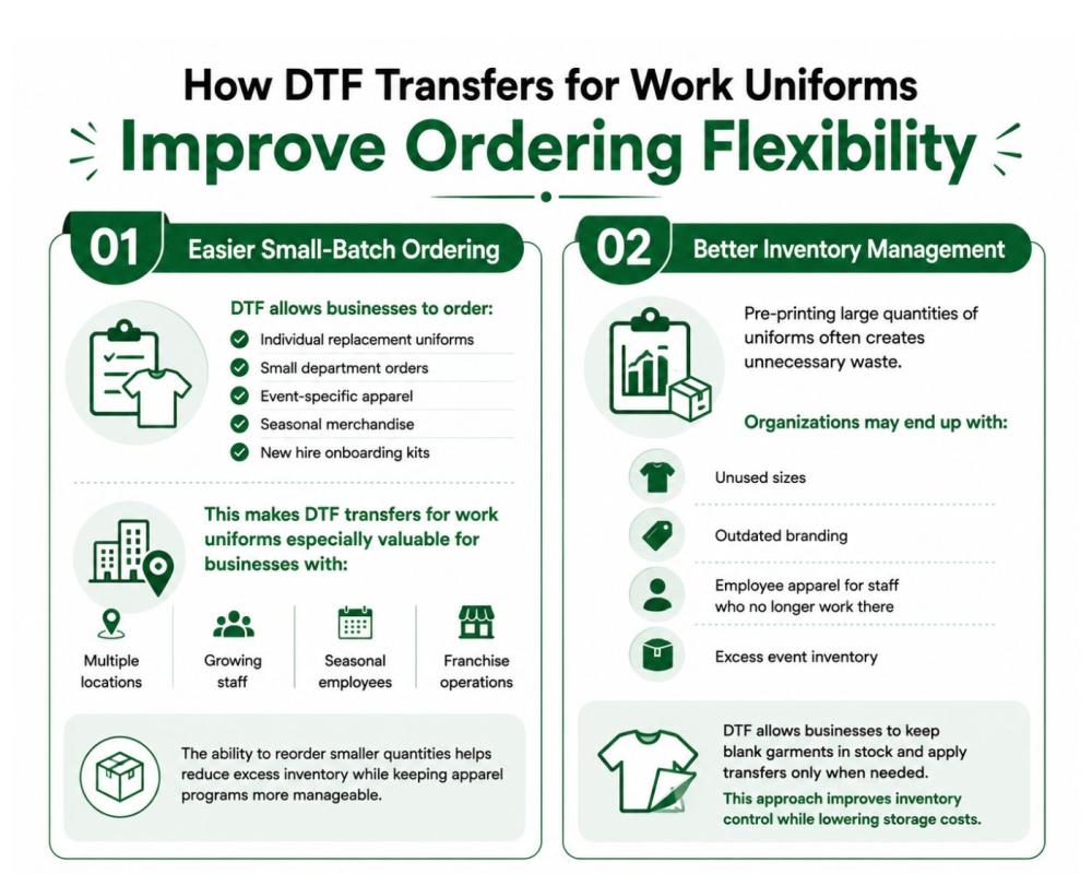 how dtf transfers for work uniforms imporove flexibility