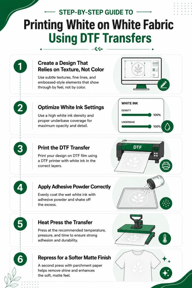 Guide to Printing White on White Fabric Using DTF Transfers